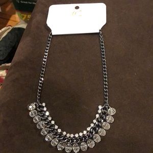 Charming Charlie Dark Metal&Rhinestones Necklace